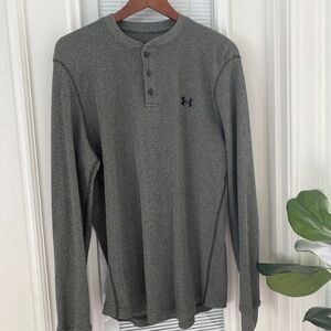 Mens Under Armour Olive Waffle Knit Henley Sz M